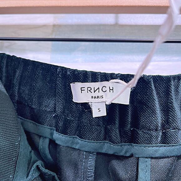 FRNCH PARIS Velvet Pleated Trousers Green Elastic Waist Work Career Womens Small - Picture 6 of 8